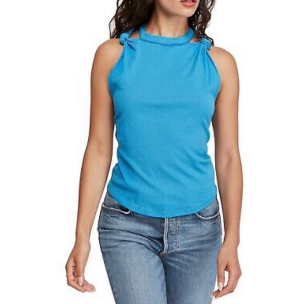 FP WTF | Lapis Knot Twist Shoulder Tank Top